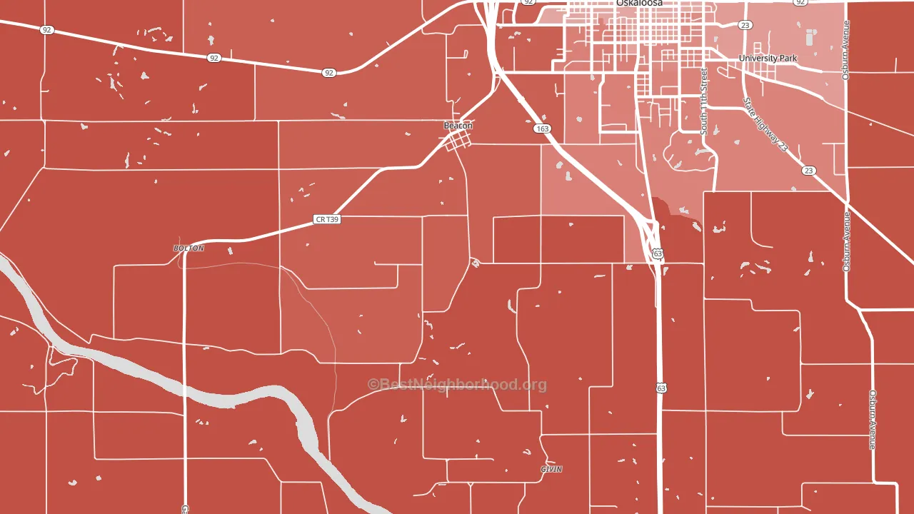 Beacon, IA block-group political-lean map