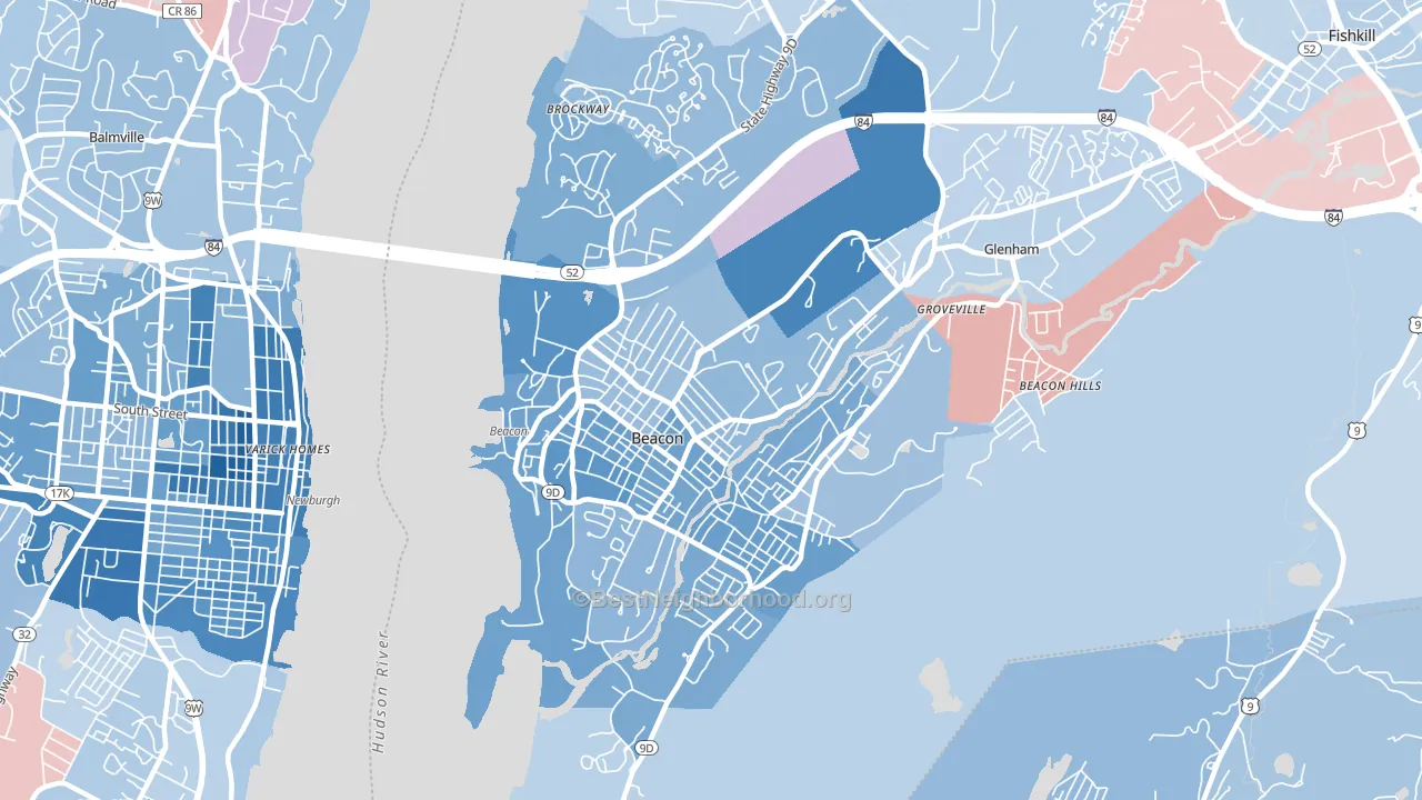 Beacon, NY block-group political-lean map