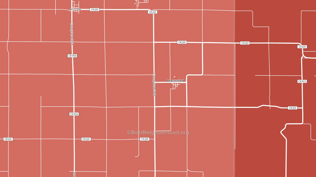 Beaconsfield, IA block-group political-lean map