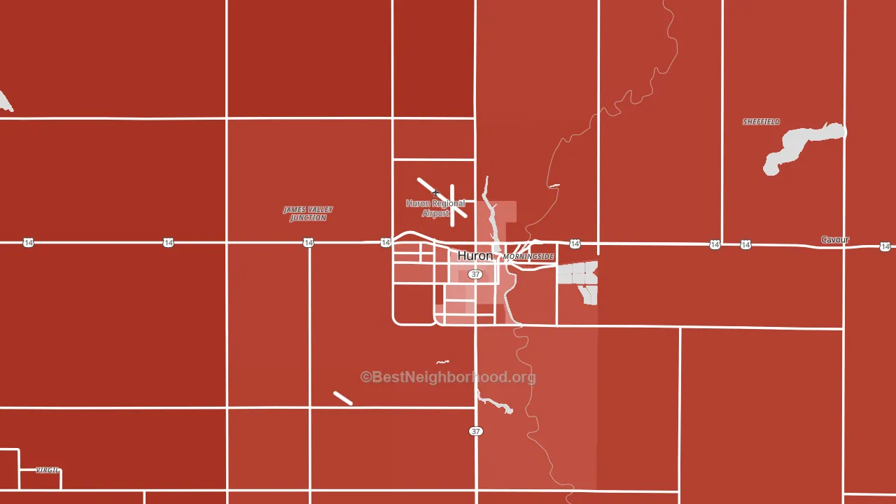 Beadle County, SD block-group political-lean map