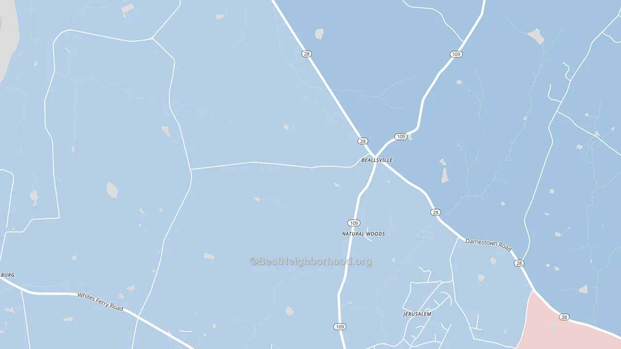 Beallsville, MD block-group political-lean map