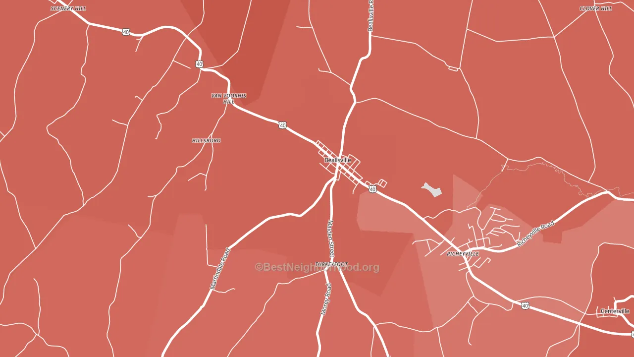 Beallsville, PA block-group political-lean map