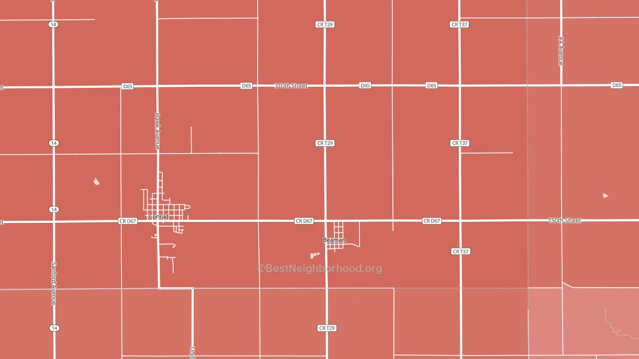 Beaman, IA block-group political-lean map