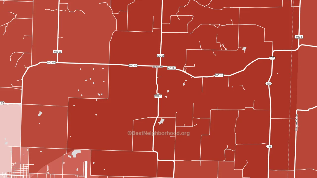 Beaman, MO block-group political-lean map