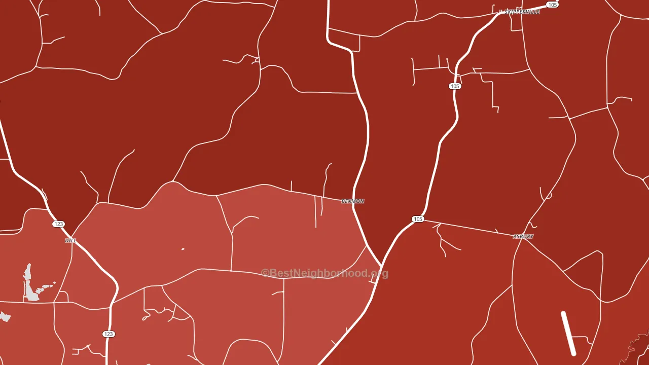 Beamon, AL block-group political-lean map