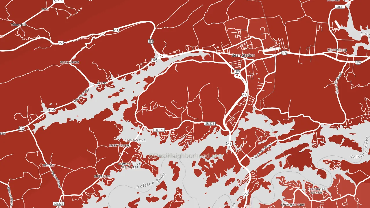 Bean Station, TN block-group political-lean map