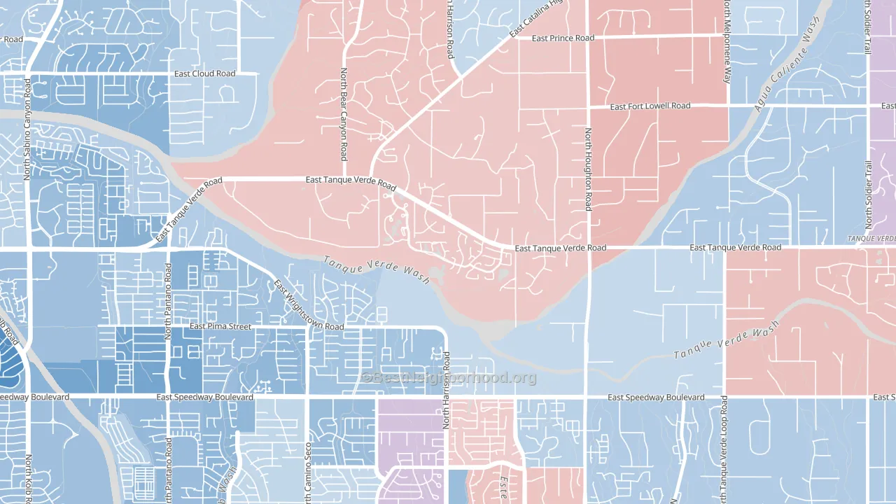 Bear Canyon, Tucson, AZ block-group political-lean map