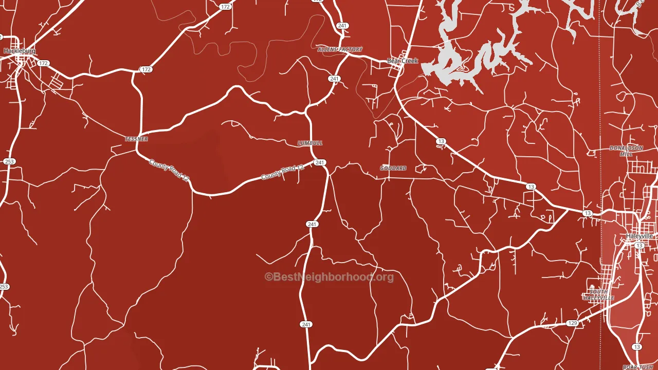 Bear Creek, AL block-group political-lean map