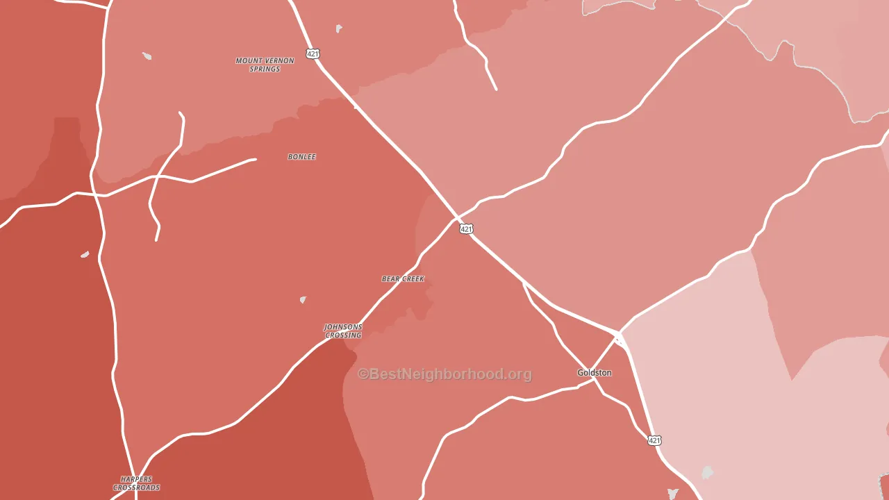 Bear Creek, NC block-group political-lean map