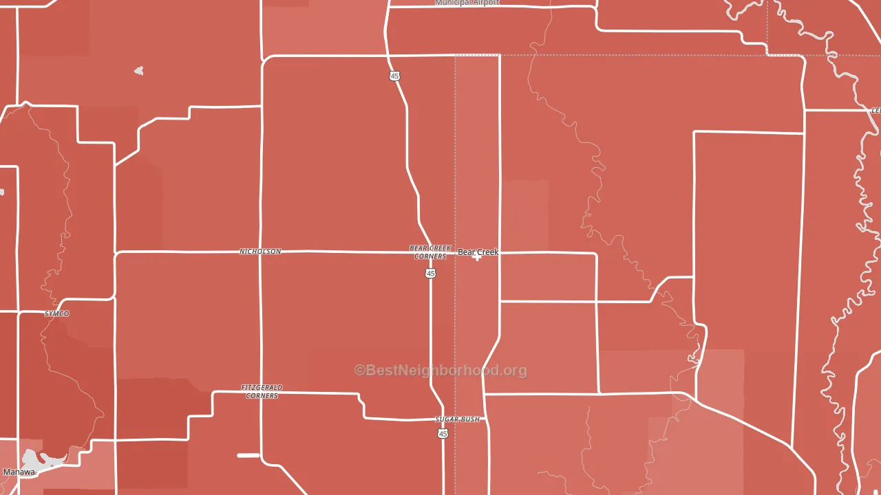 Bear Creek, WI block-group political-lean map