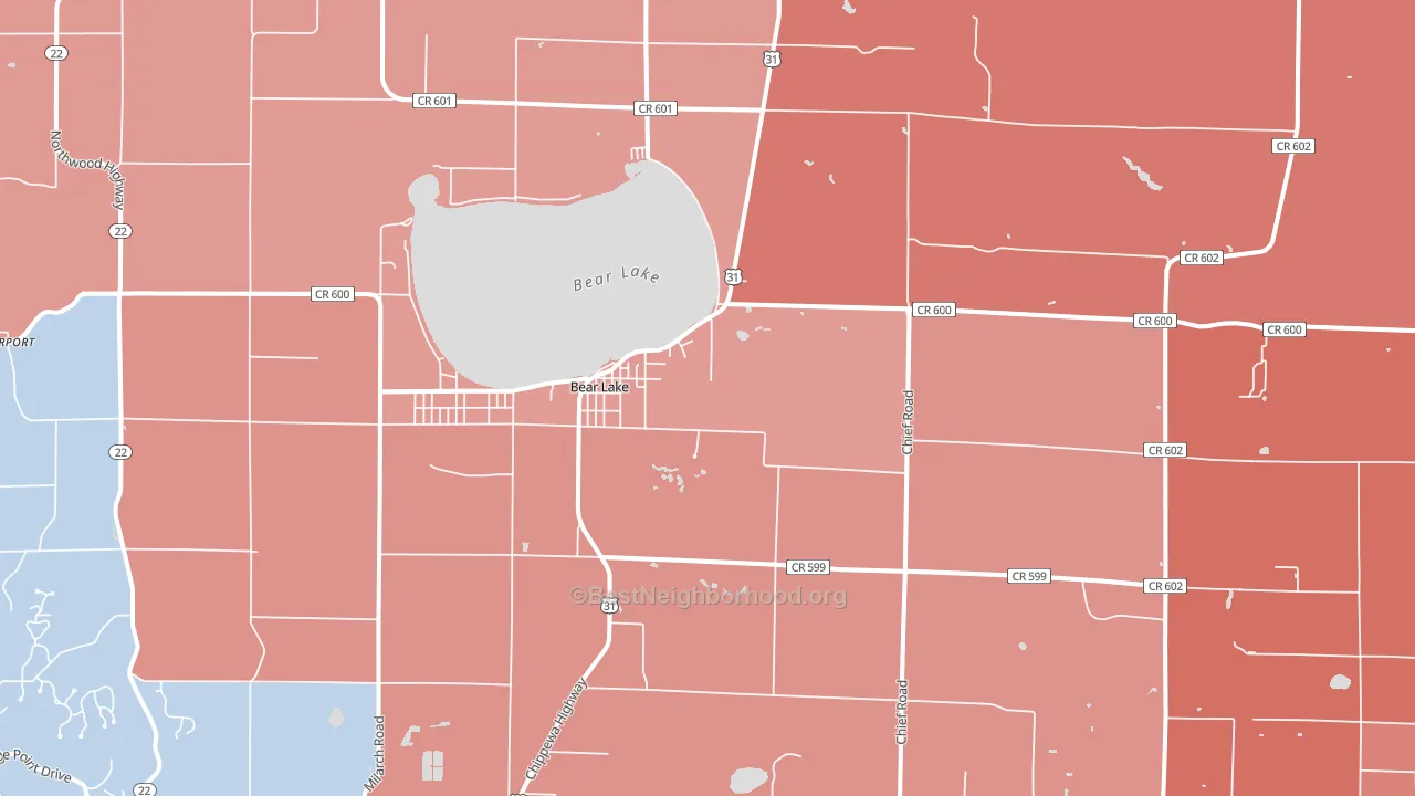 Bear Lake, MI block-group political-lean map