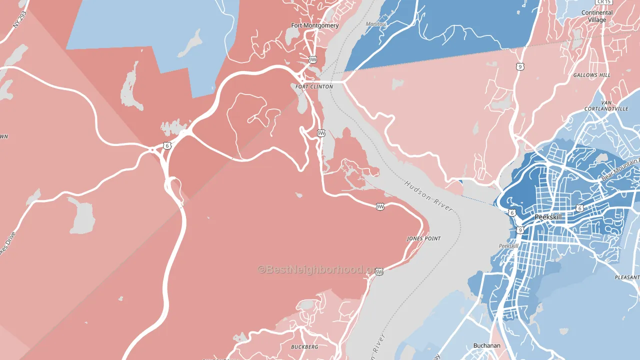 Bear Mountain, NY block-group political-lean map