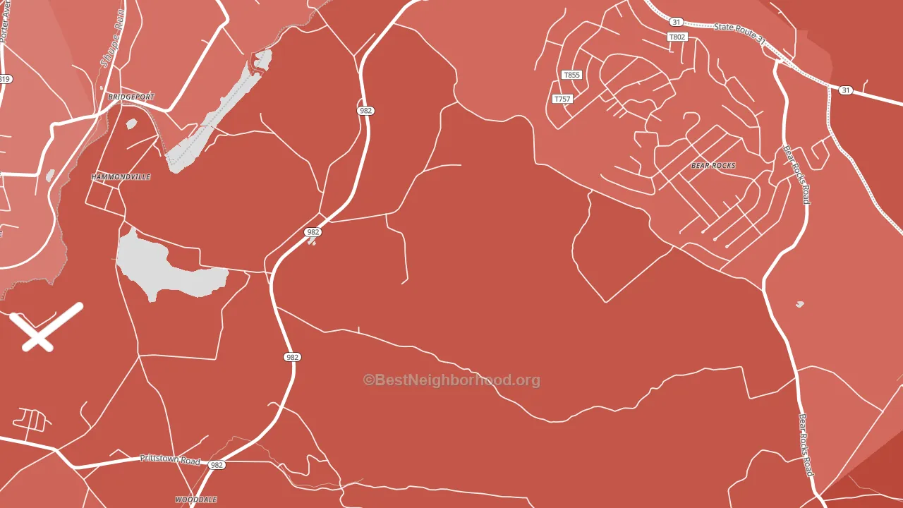 Bear Rocks, PA block-group political-lean map