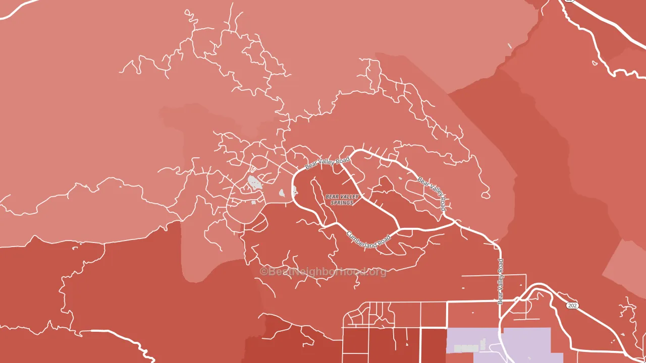 Bear Valley Springs, CA block-group political-lean map