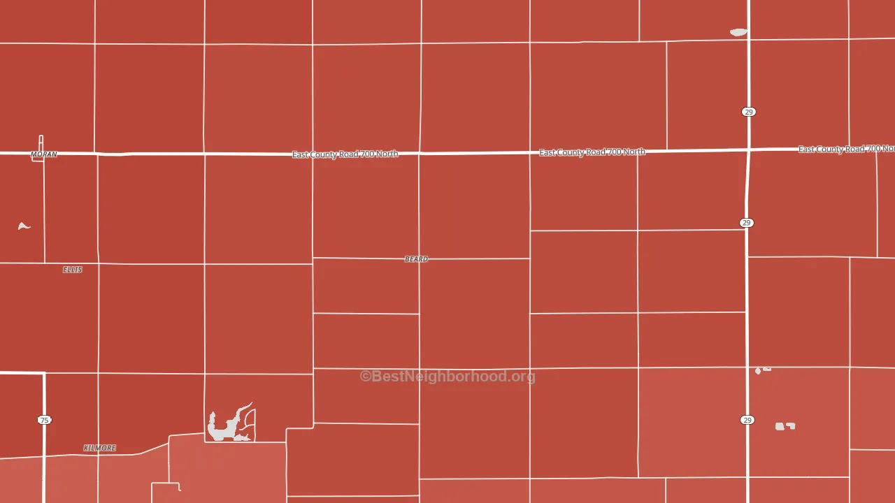 Beard, IN block-group political-lean map