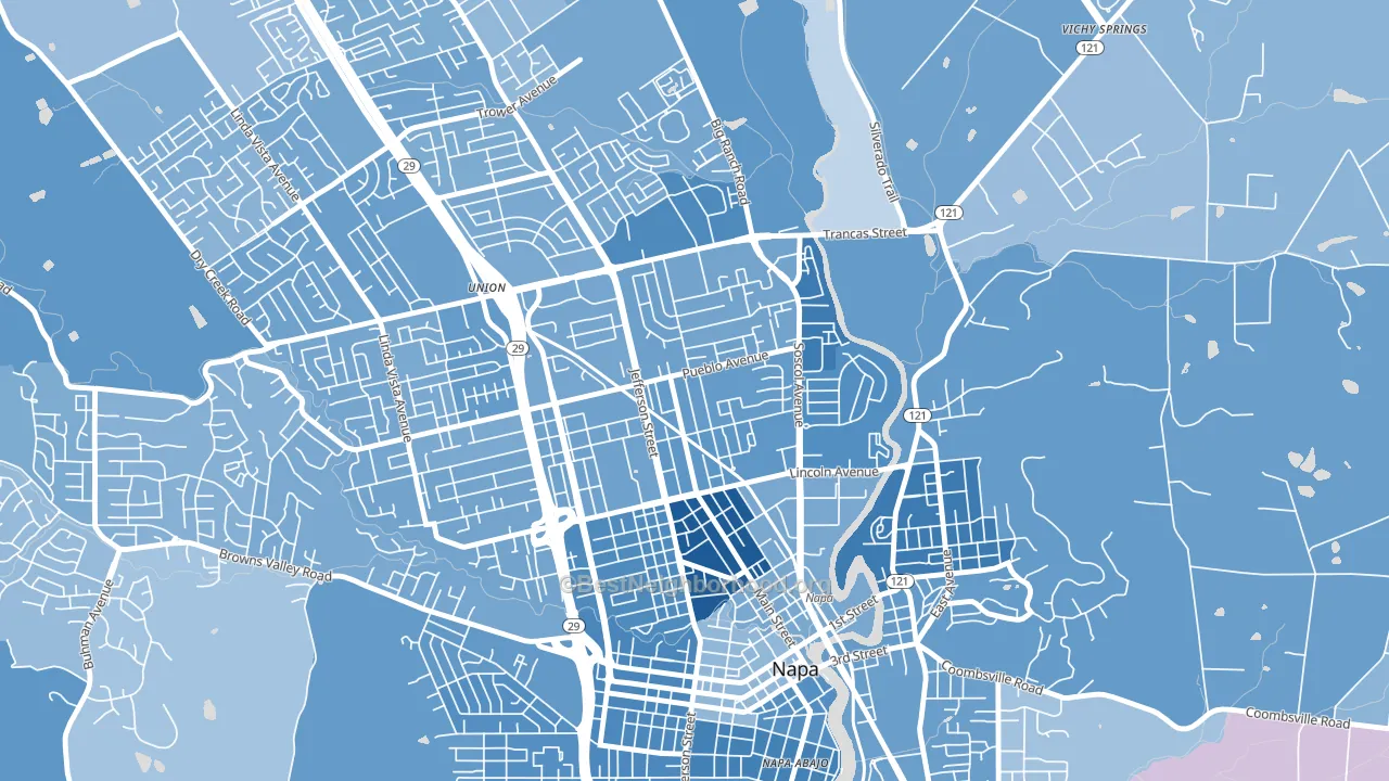 Beard, Napa, CA block-group political-lean map