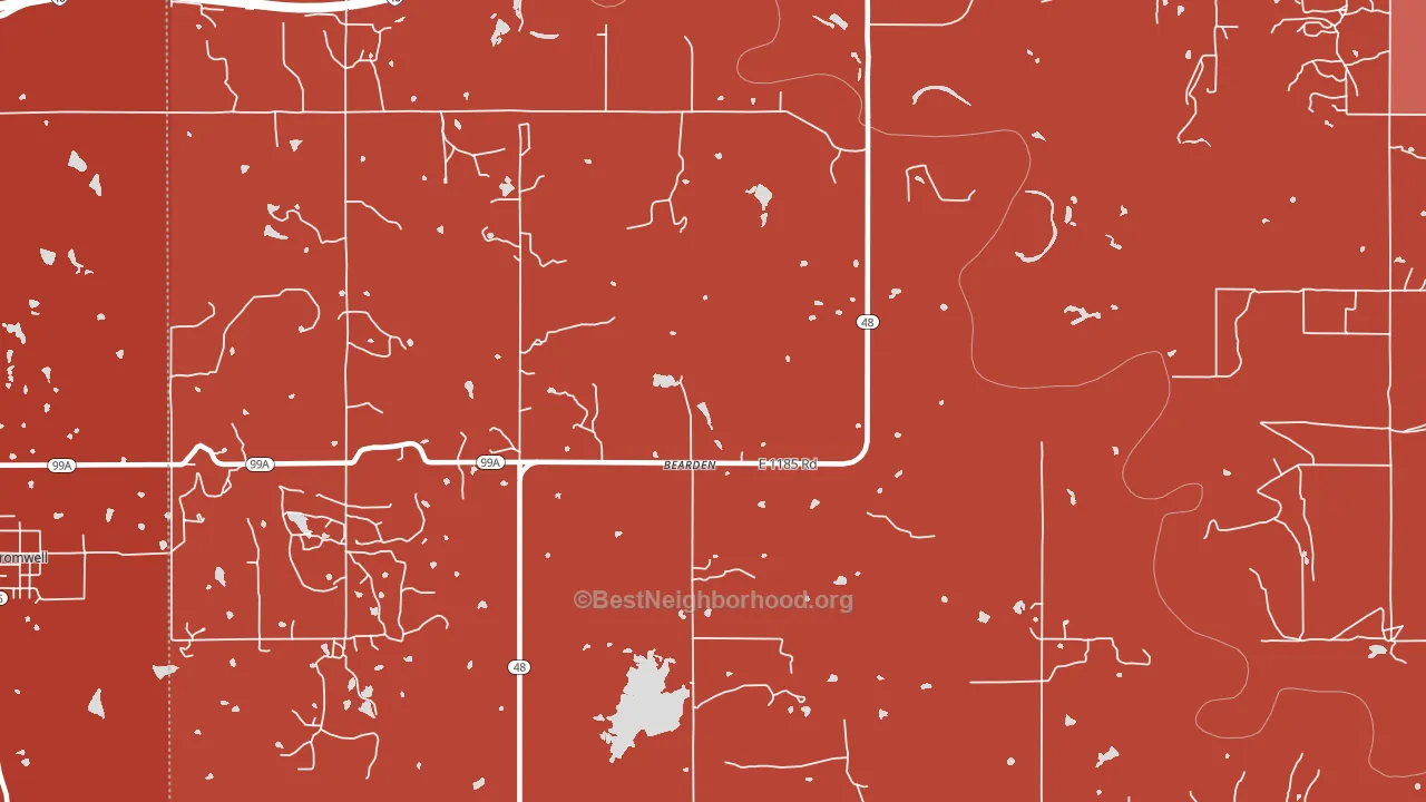 Bearden, OK block-group political-lean map
