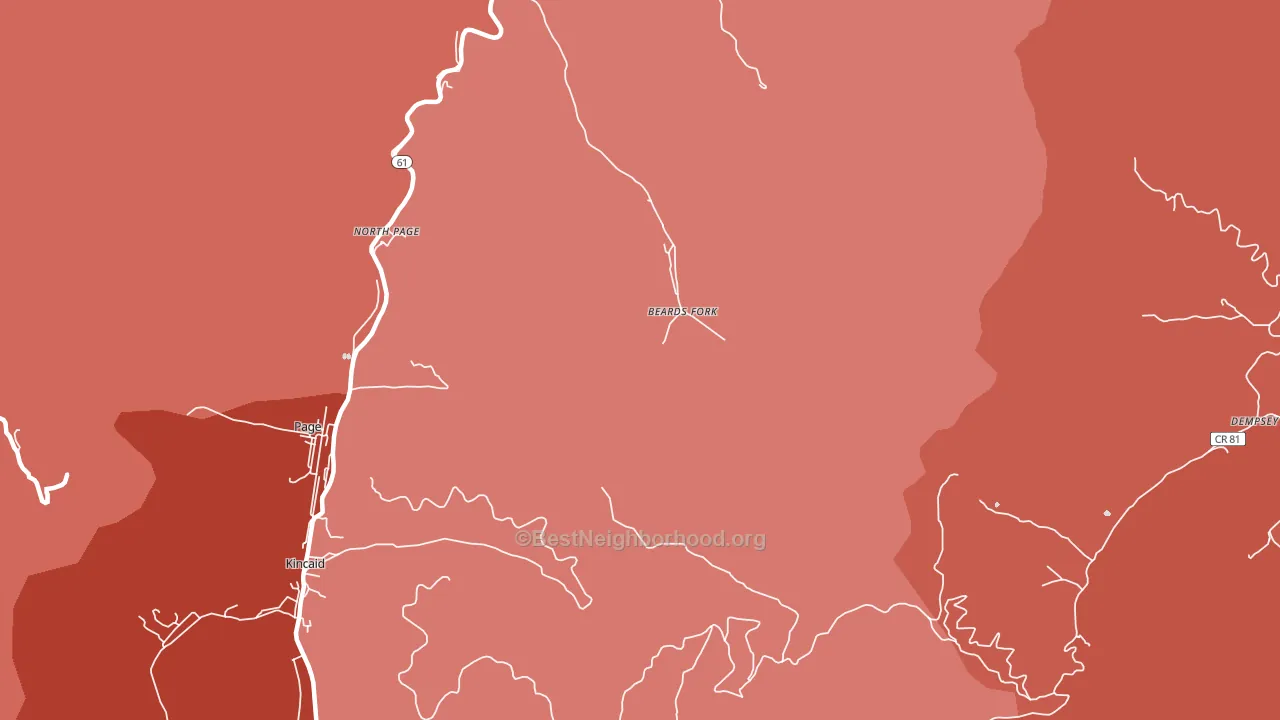 Beards Fork, WV block-group political-lean map