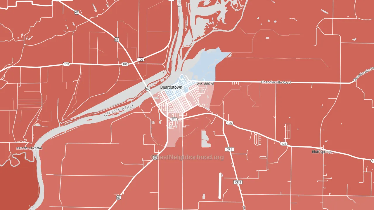 Beardstown, IL block-group political-lean map