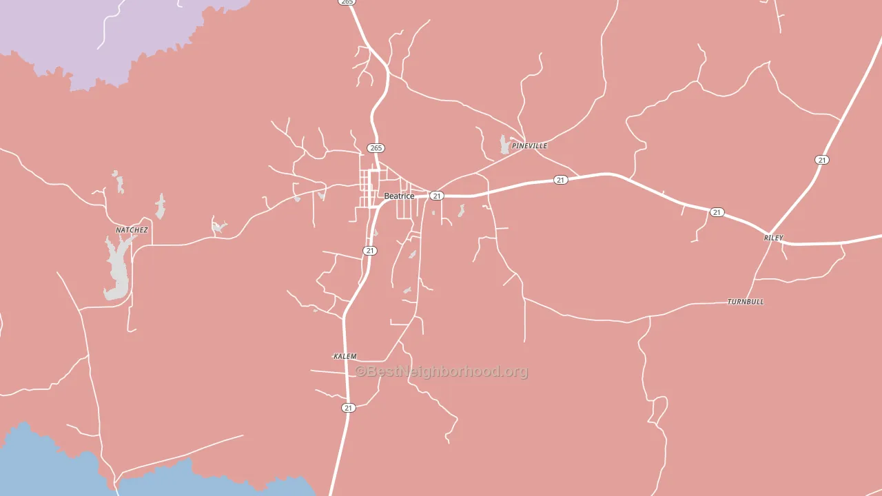 Beatrice, AL block-group political-lean map