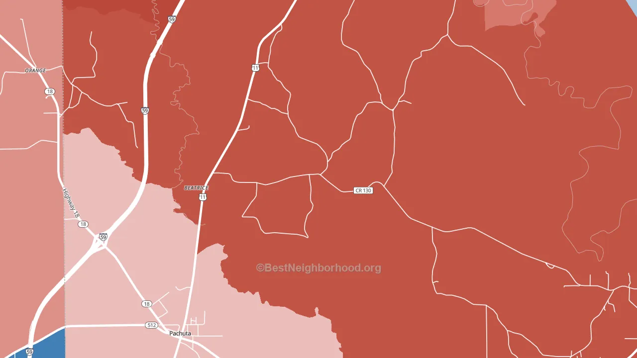 Beatrice, MS block-group political-lean map