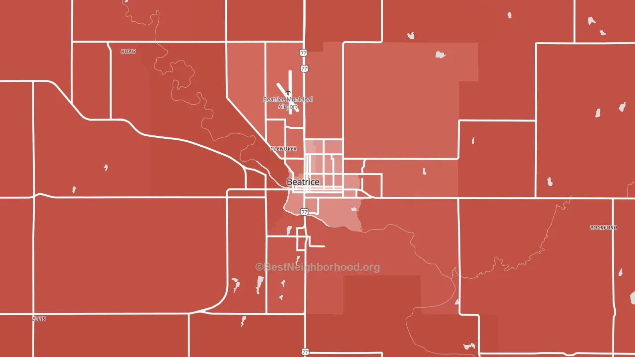 Beatrice, NE block-group political-lean map