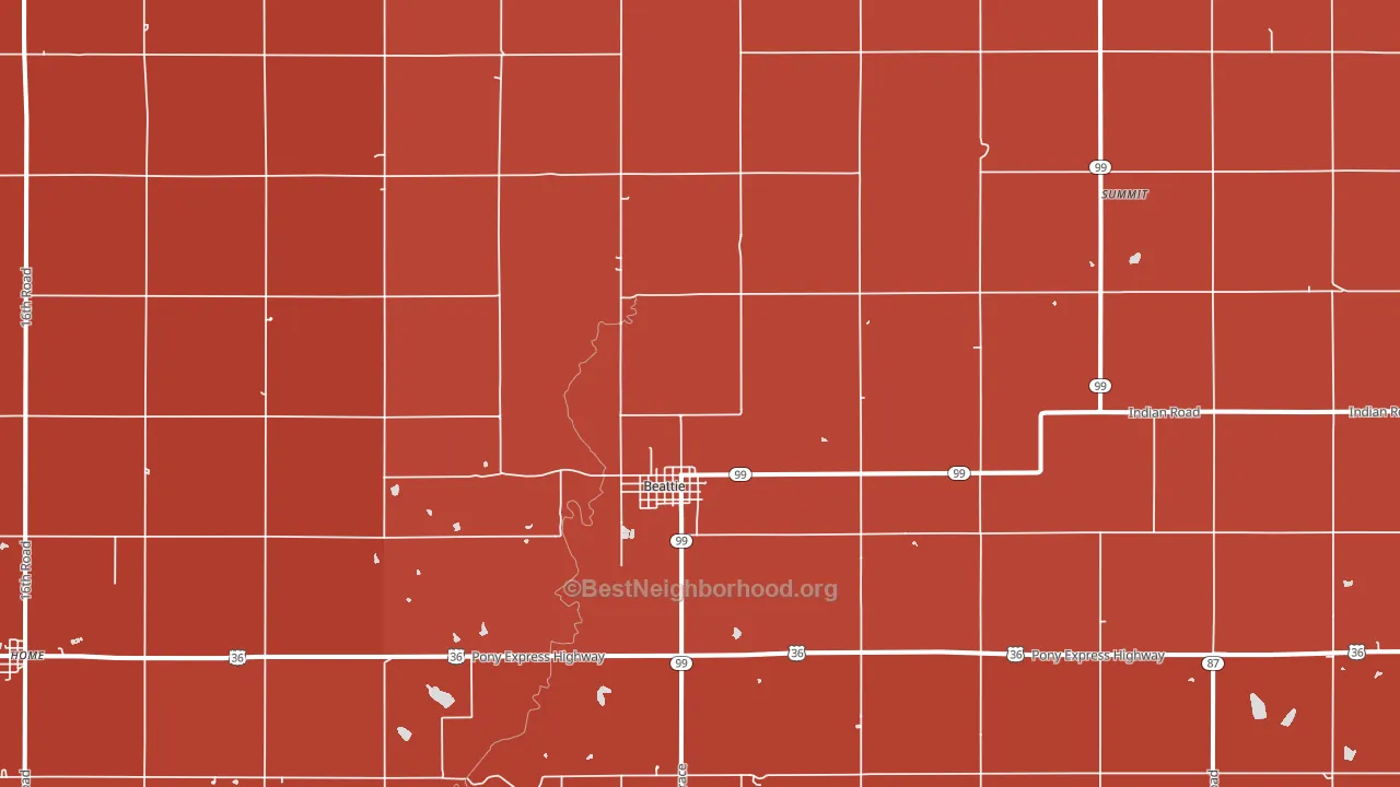 Beattie, KS block-group political-lean map