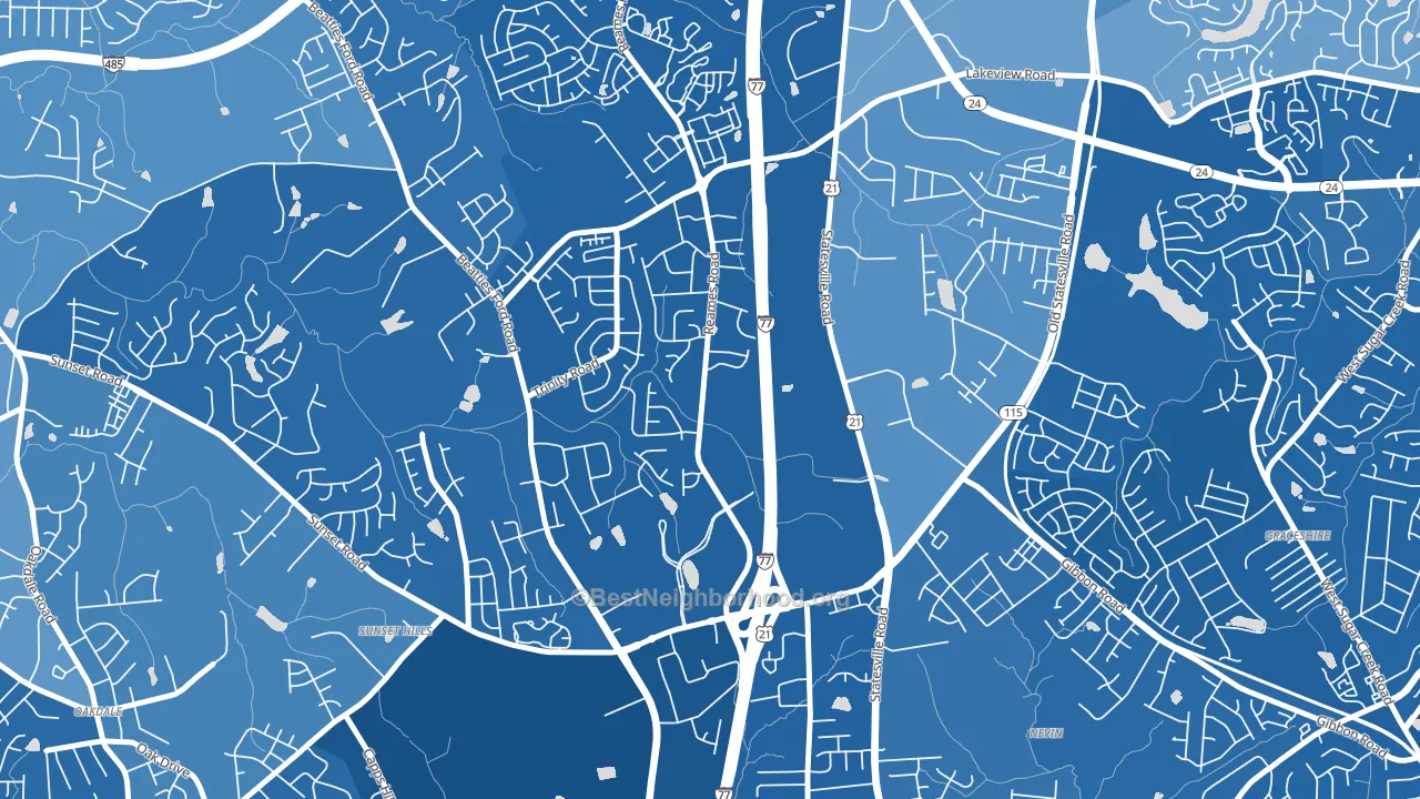 Beatties Ford-Trinity, Charlotte, NC block-group political-lean map