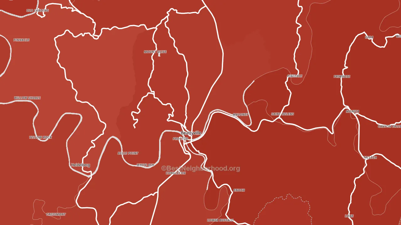 Beattyville, KY block-group political-lean map