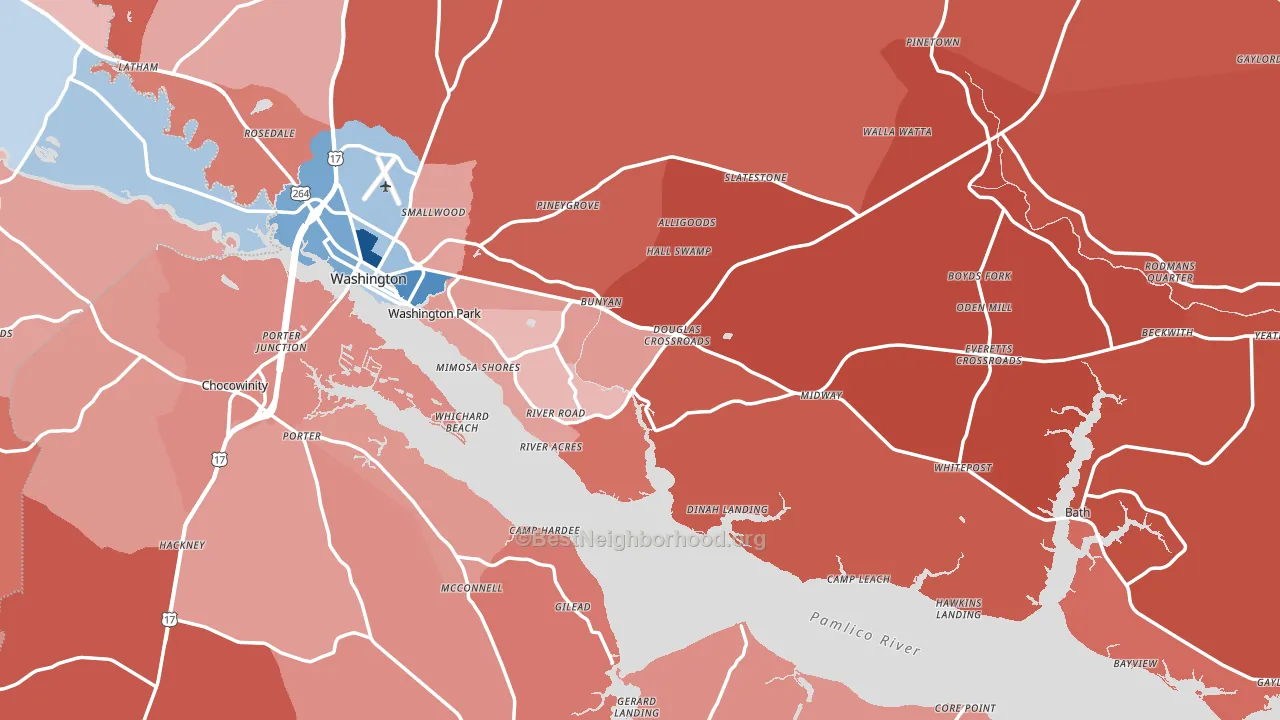 Beaufort County, NC block-group political-lean map