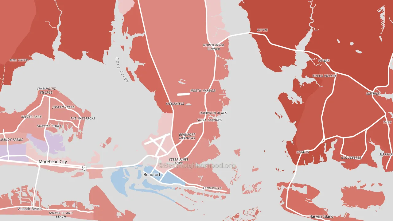 Beaufort, NC block-group political-lean map