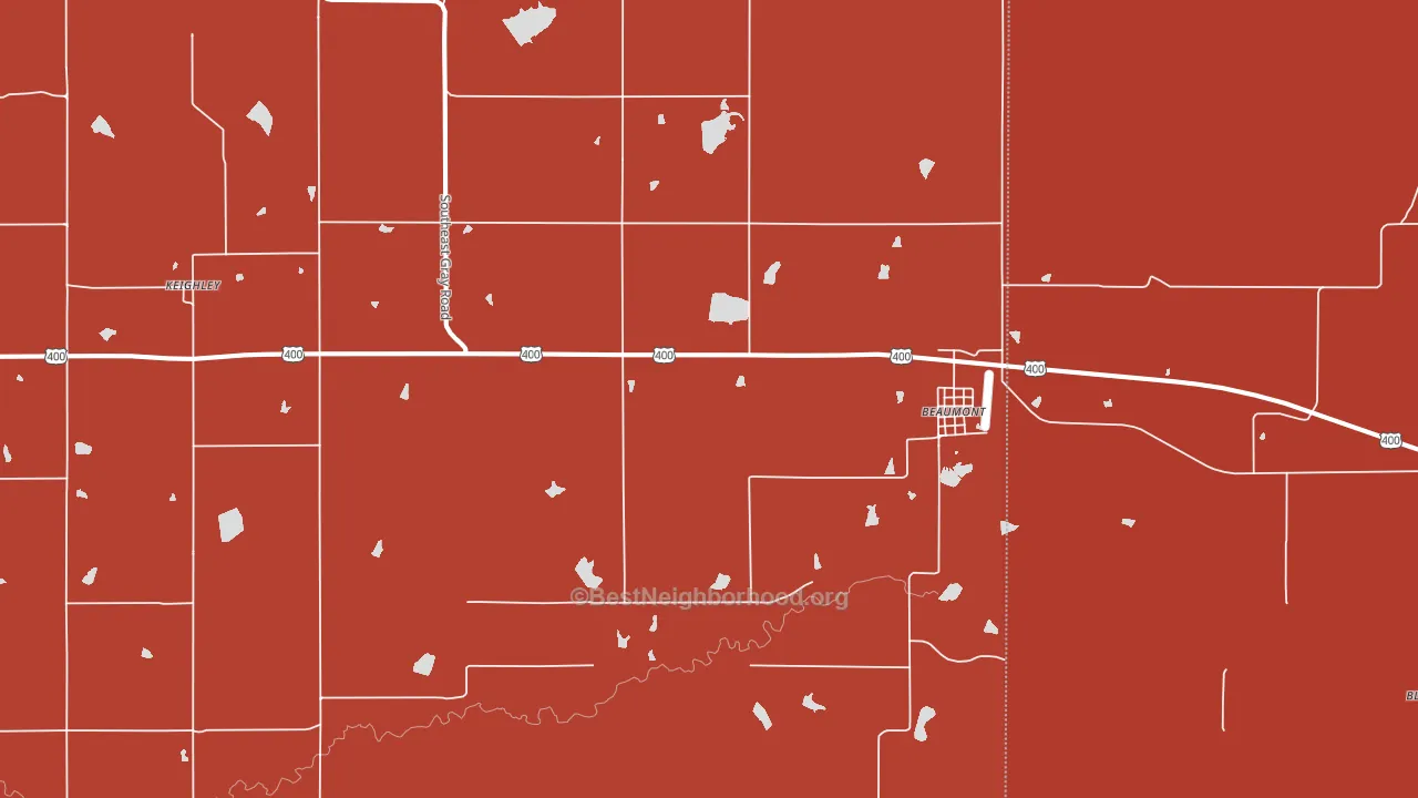 Beaumont, KS block-group political-lean map