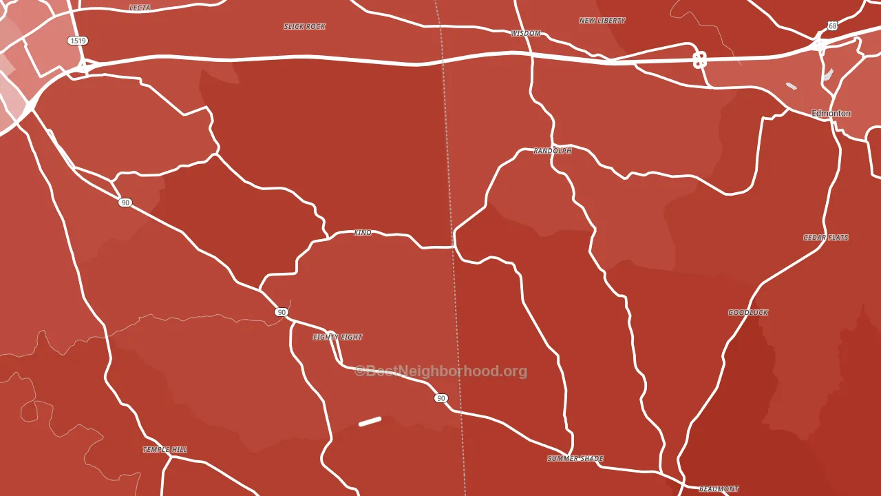 Beaumont, KY block-group political-lean map