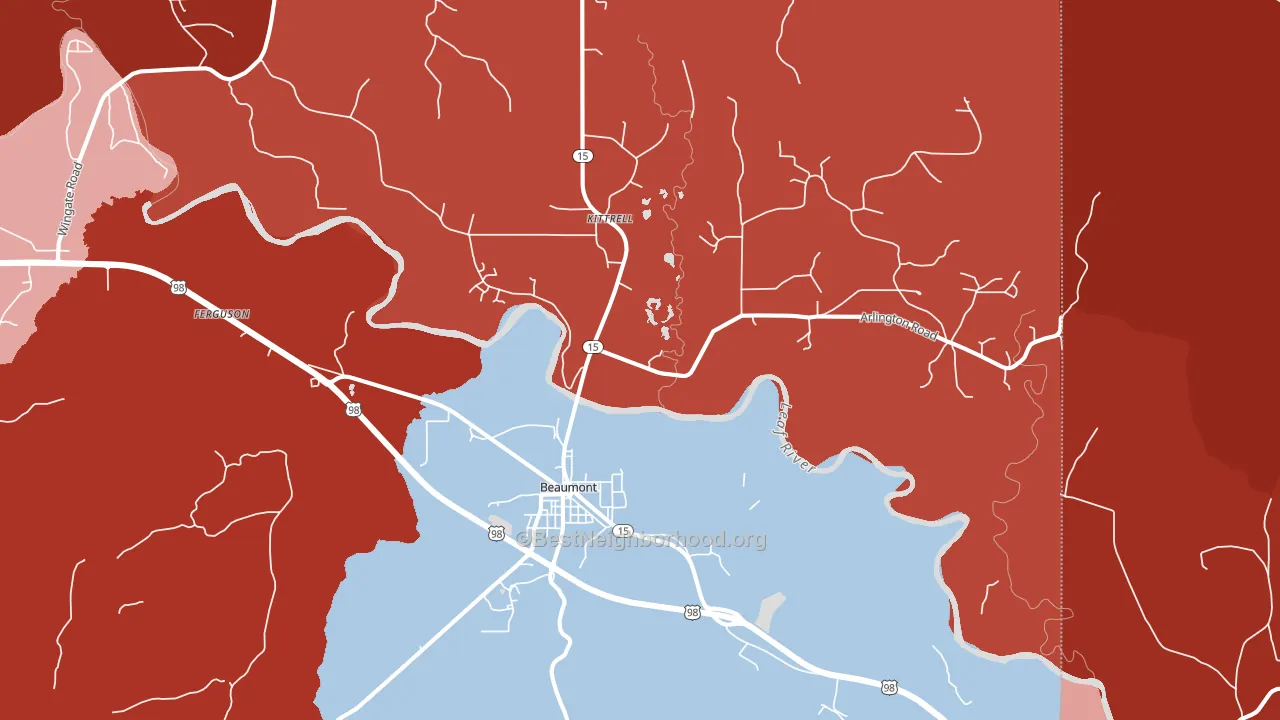 Beaumont, MS block-group political-lean map