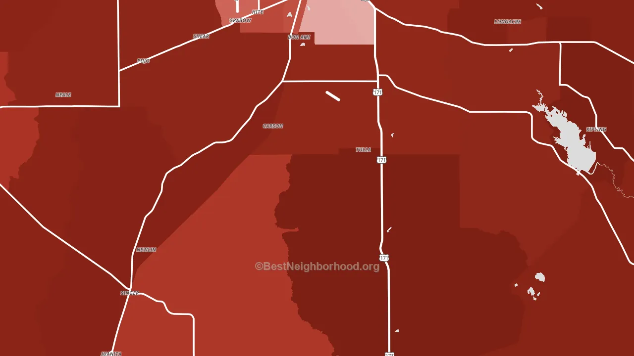 Beauregard Parish, LA block-group political-lean map