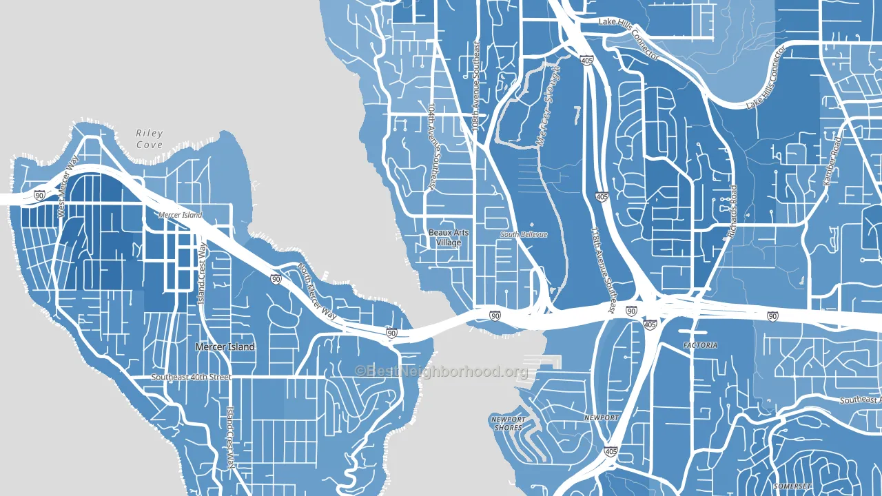 Beaux Arts Village, WA block-group political-lean map