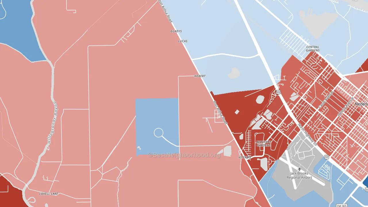 Beauxart Gardens, TX block-group political-lean map