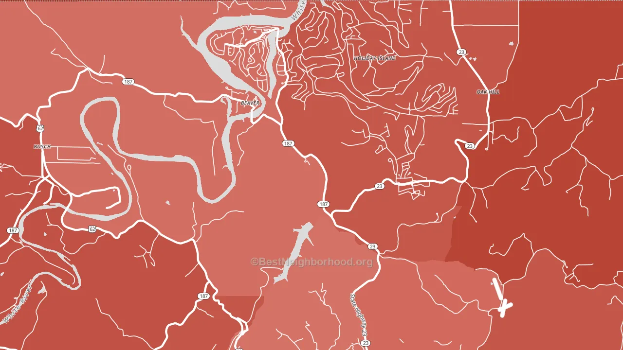 Beaver, AR block-group political-lean map