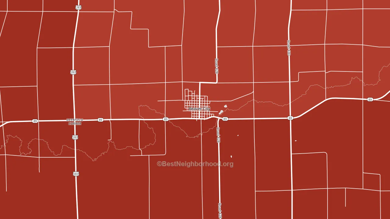 Beaver City, NE block-group political-lean map