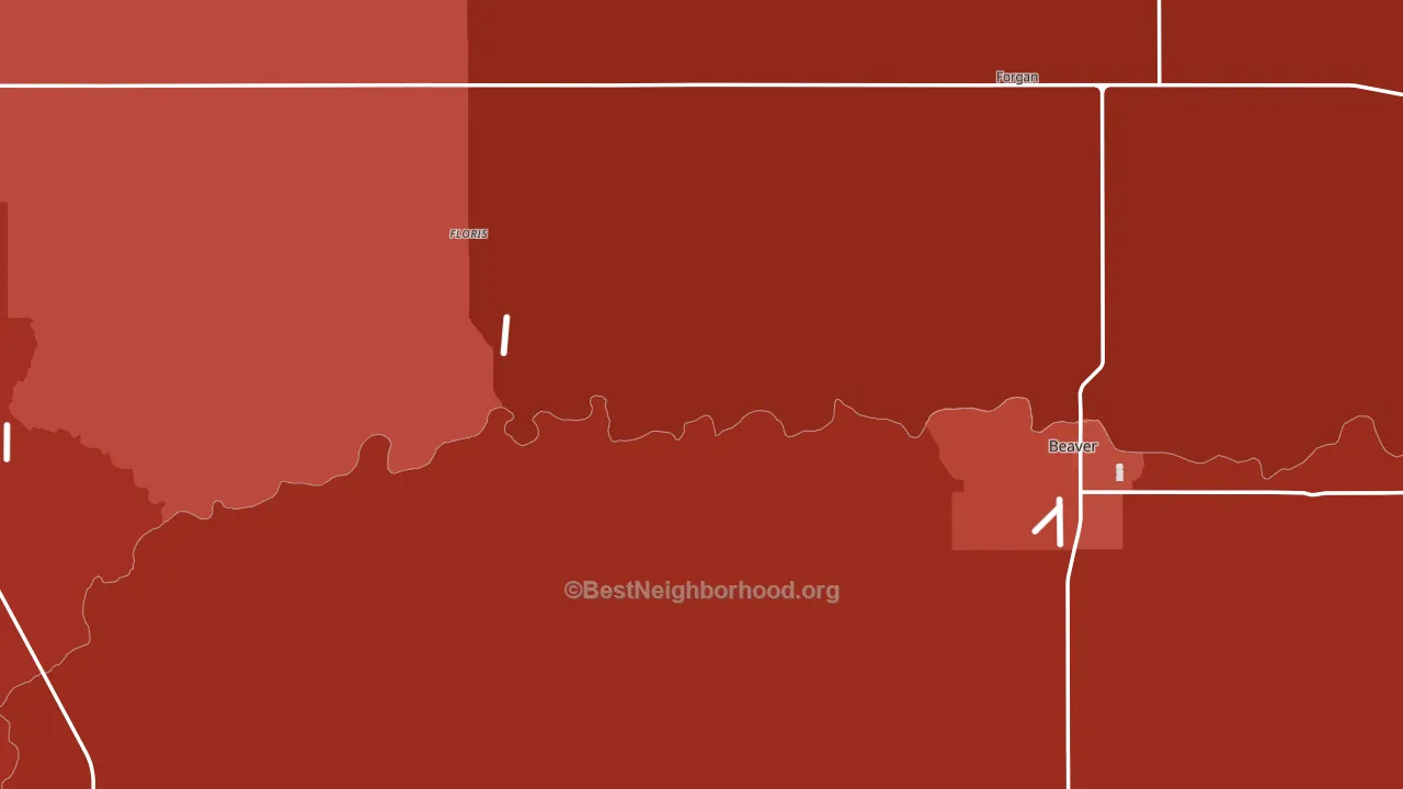 Beaver County, OK block-group political-lean map