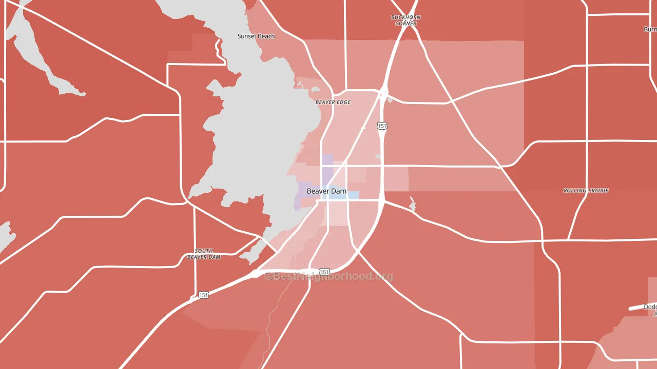 Beaver Dam, WI block-group political-lean map