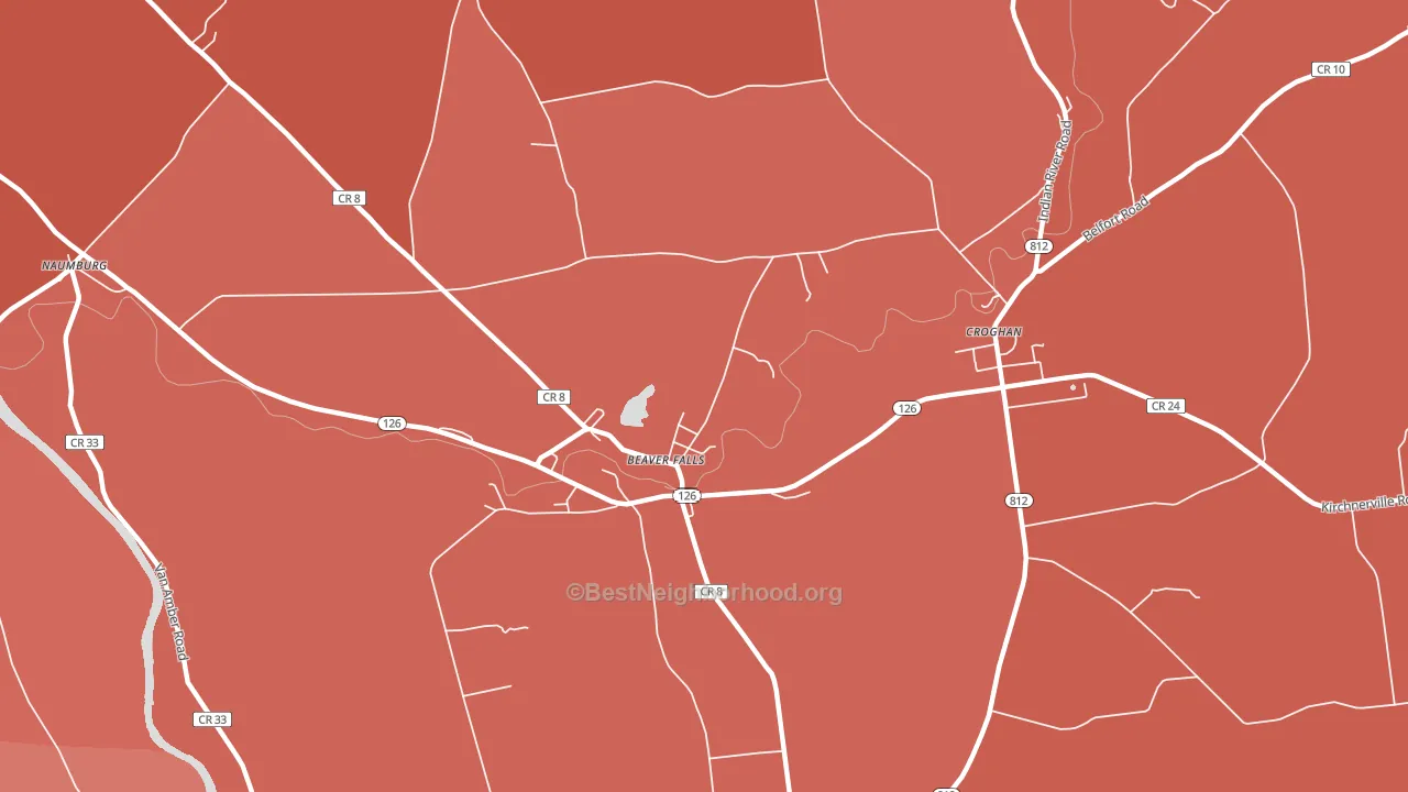 Beaver Falls, NY block-group political-lean map