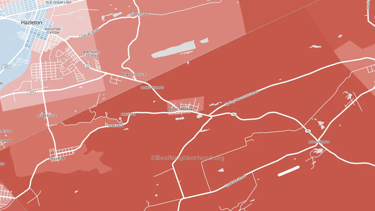 Beaver Meadows, PA block-group political-lean map