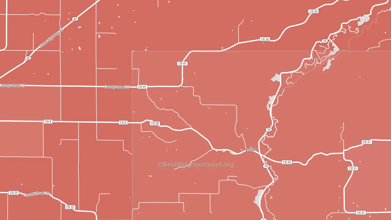 Beaver, MN block-group political-lean map