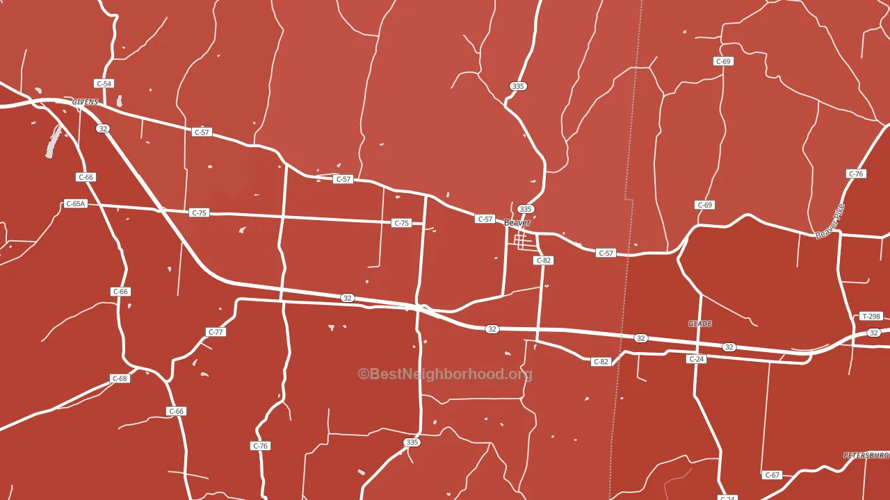 Beaver, OH block-group political-lean map