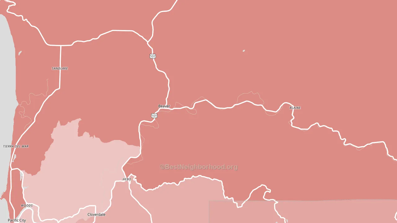 Beaver, OR block-group political-lean map