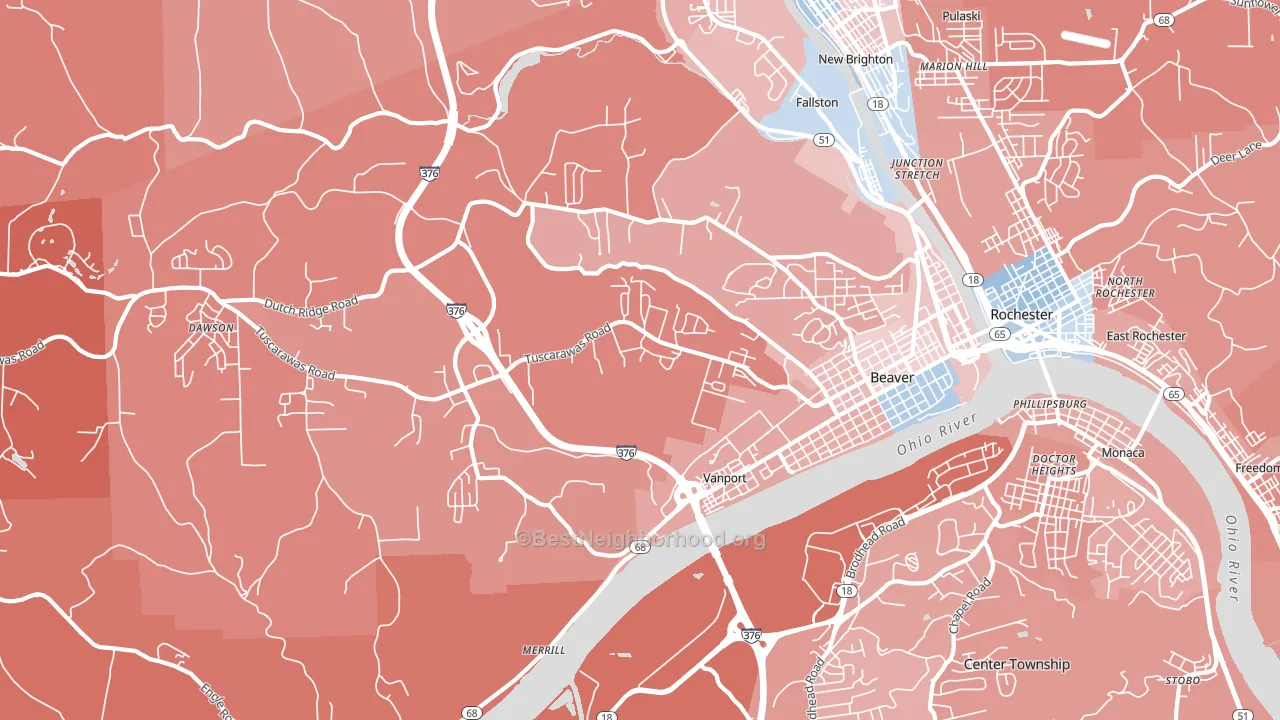 Beaver, PA block-group political-lean map