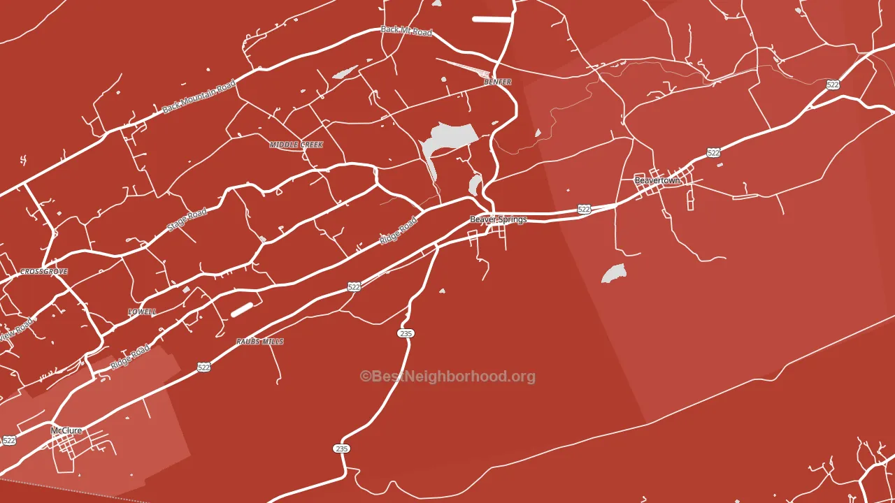 Beaver Springs, PA block-group political-lean map