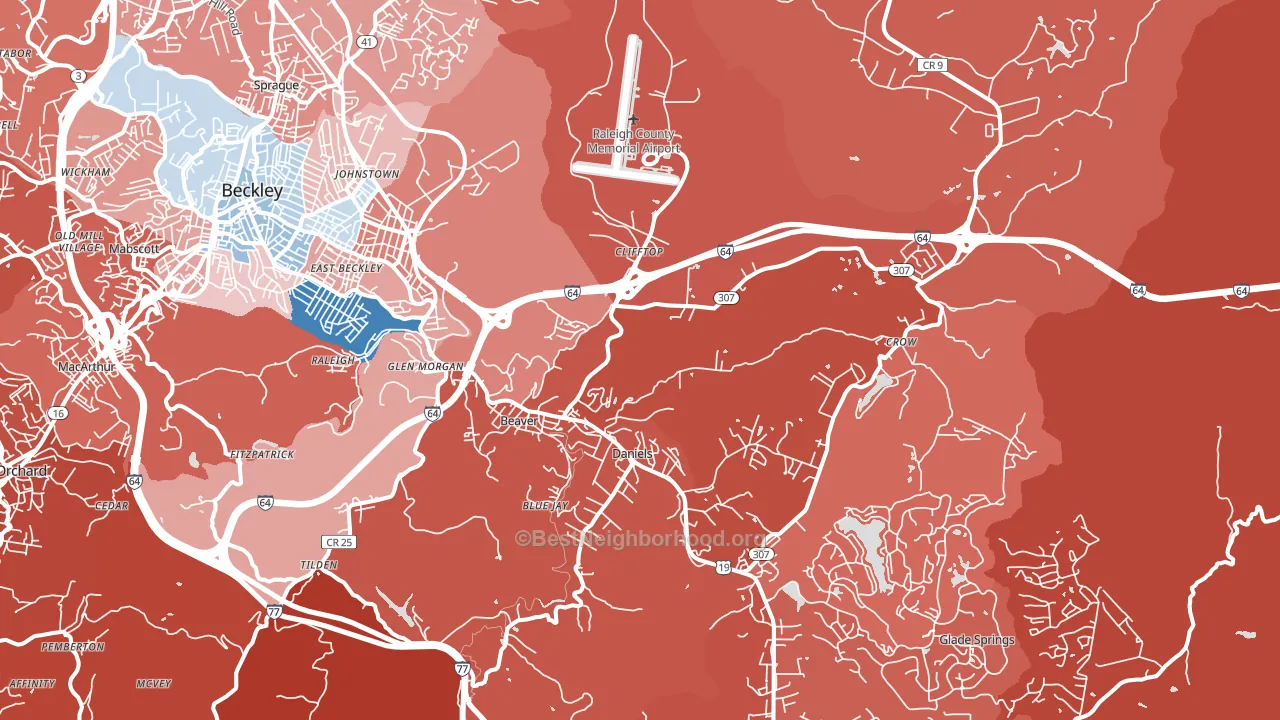 Beaver, WV block-group political-lean map