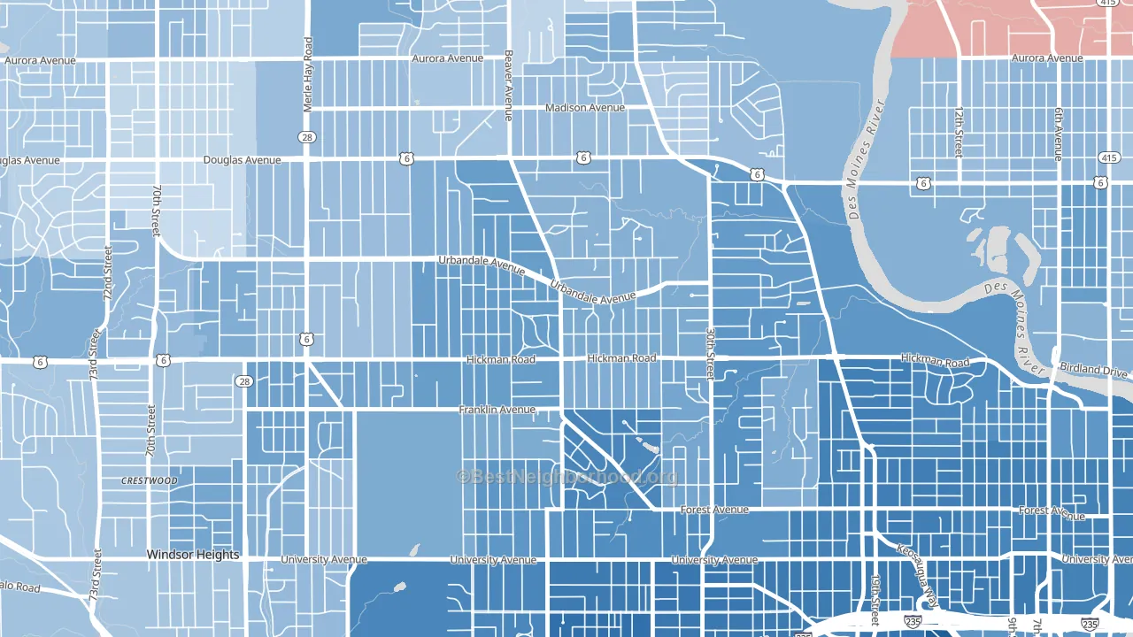 Beaverdale, Des Moines, IA block-group political-lean map